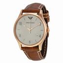 Emporio Armani Grey Dial Cognac Leather Men's Watch AR1866