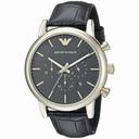 Emporio Armani Luigi Black Dial Chronograph Black Leather Men's Watch AR1917