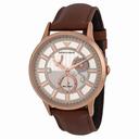 Emporio Armani Meccanico Automatic Silver Dial Brown Leather Men's Watch AR4662