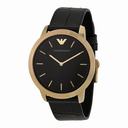 Emporio Armani Retro Black Dial Black Leather Strap Men's Watch AR1742