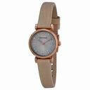 Emporio Armani Retro Warm Grey Dial Beige Leather Strap Ladies Watch AR1687
