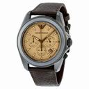 Emporio Armani Sportivo Beige Dial Dark Brown Leather Chronograph Men's Watch AR6070