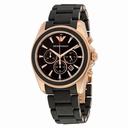 Emporio Armani Sportivo Black Dial Black Leather Chronograph Men's Watch AR6066