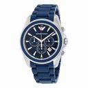 Emporio Armani Sportivo Chronograph Blue Dial Blue Rubber Men's Watch AR6068