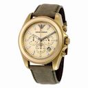 Emporio Armani Sportivo Gold-tone Dial Brown Leather Chronograph Men's Watch AR6071
