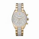 Emporio Armani White Dial Yellow Gold-tone and White Resin Ladies Watch AR5944