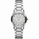 Emporio Armani White Mother of Pearl Dial Diamond Ladies Watch AR3168