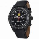 Ferrari Scuderia Black Dial Chronograph Black Leather Men's Watch FE-07-IPB-CP-BK