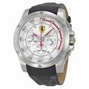 Ferrari Scuderia Silver Dial Chronograph Black Leather Men's Watch 830090
