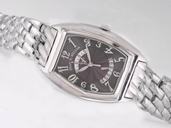 Franck Muller Cintree Curvex Chronograph 8005 Silver Stainless Steel Strap Black Dial Watch