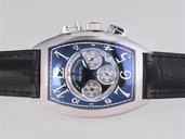 Franck Muller Cintree Curvex Chronograph 8880 CC AT 5N Blue Dial Black Ostrich Leather Strap Watch