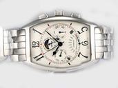 Franck Muller Cintree Curvex Chronograph 9880-CCQP Stainless Steel Case White Dial Watch