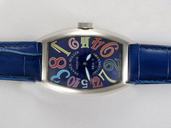 Franck Muller Cintree Curvex Crazy Hours 5850 SC CODR Rectangle Stainless Steel Case Blue Dial Watch