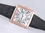 Franck Muller Conquistador Line 10000-CC-L Square Rose Gold Case White Dial Watch