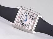 Franck Muller Conquistador Line 10000-CC-SC Mens Black Rubber Strap Square Watch