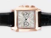 Franck Muller King Conquistador 10000-CC Black Ostrich Leather Strap White Dial Watch