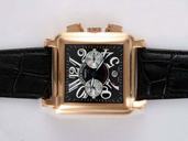 Franck Muller King Conquistador 10000 CC Midsize Black Ostrich Leather Strap 41x41mm Watch