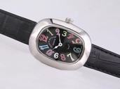 Franck Muller Long Island 1000-SC Black Dial 25x34mm Black Ostrich Leather Strap Watch