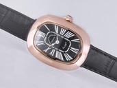 Franck Muller Long Island 1000-SC Black Dial Black Ostrich Leather Strap 25x34mm Watch