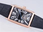 Franck Muller Long Island 1200-S6-GG Black Ostrich Leather Strap Black Dial 38x52mm Watch