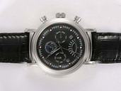 Franck Muller Long Island 7008 CC CF Midsize Black Ostrich Leather Strap Round Watch