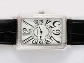 Franck Muller Long Island 920 QZ P Midsize Stainless Steel Bezel Black Ostrich Leather Strap Watch