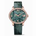 Girard Perregaux Cats Eye Green Mother of Pearl 18kt Rose Gold Diamond Leather Ladies Watch 80484D52A661-BK6A