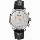 Glashutte Senator Sixties Chronograph Silver Dial Black Alligator Leather Men's Watch 39-34-03-22-04