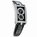 Harry Winston Avenue C Black Dial with Diamonds 18kt White Gold Black Leather Unisex Watch 331UQWLKDD32