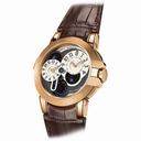 Harry Winston Ocean Dual Time Grey and White Dial 18 kt Rose Gold Brown Alligator Men's Watch OCEATZ44RR001