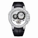 Harry Winston Ocean Tourbillion Silver Dial 18kt White Gold Black Leather Diamond Men's Watch OCEMTD45WW003