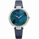 Harry Winston Premiere Blue Peacock Feather 18kt White Gold Diamond Ladies Watch PRNQHM36WW006