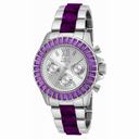 Invicta Angel Multi-Function Silver Dial Stainless Steel Purple Acetate Ladies Watch 18870