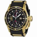Invicta Flight Collection Black Dial Black Rubber With Gold Inserts GMT Chronograph Men's Watch 1747