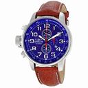 Invicta Lefty Chronograph Blue Dial Stainless Steel Brown Leather Band Unisex Watch 3328