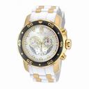 Invicta Pro Diver Chronograph Silver Dial White Polyurethane Gold-plated Men's Watch 20292