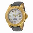 Invicta Pro Diver Mother of Pearl Dial Grey Leather Swiss Quartz Men's Watch 18429