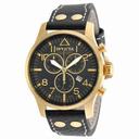 Invicta Reserve Black Dial Black Leather Men's Chronograph Watch 19752