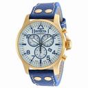 Invicta Reserve White Sunray Dial Men's Blue Leather Chronograph Watch 19751