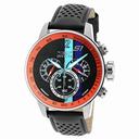 Invicta S1 Rally Black and Orange (Blue Accented) Dial Black Leather Men's Watch 19897