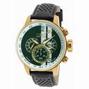 Invicta S1 Rally Chronograph Green and White Dial Black Leather Men's Watch 19908