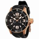 Invicta Specialty Black Dial Rose Gold-Tone Stainless Steel Black Rubber Men's Watch 1793