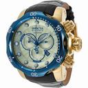 Invicta Venom Chronograph Champagne Sunray Dial Black Leather Men's Watch 16682