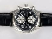 IWC Aquatimer Chronograph IW376704 Black Ostrich Leather Strap Round Black Dial Watch