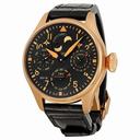 IWC Big Pilot Perpetual Bucherer Black Dial 18kt Rose Gold Black Leather Men's Watch IW502635