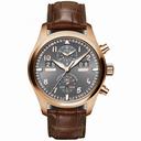 IWC Pilot Spitfire Grey Dial 18kt Rose Gold Brown Leather Men's Watch IW379103