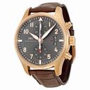 IWC Pilot Spitfire Grey Dial 18kt Rose Gold Brown Leather Men's Watch IW387803