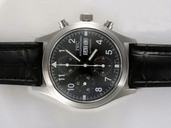 IWC Pilots Classic Chronograph IW371701 Midsize Black Ostrich Leather Strap Watch