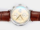 IWC Portofino Chronograph IW378302 White Dial Brown Ostrich Leather Strap Watch