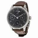 IWC Portuguese Automatic Grey Dial 18kt White Gold Brown Leather Men's Watch IW502307